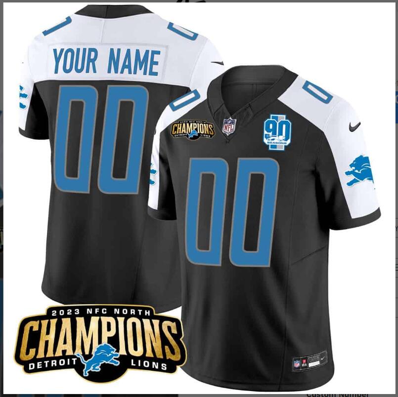 Men 2024 Nike NFL  Detroit Lions 2023 NFC North Champions Patch Vapor Custom Jersey V2->customized nfl jersey->Custom Jersey